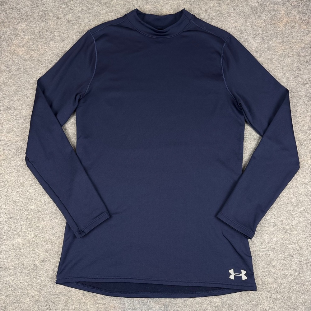 Under Armour Gold Gear Mock Base Layer Shirt Fitted Blue Mens Medium M